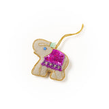 Larissa Plush Elephant Felt Ornament - Hand Embroidered