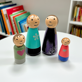 Wooden peg dolls rainbow family