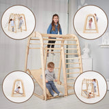 Indoor Wooden Playground for Children - Climbing net, ladder and slide