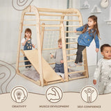 Indoor Wooden Playground for Children - Climbing net, ladder and slide