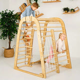 Indoor Wooden Playground for Children - Climbing net, ladder and slide