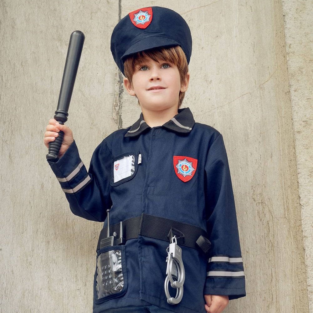 Policeman Costume Set for Children – Includes Accessories for Role-Play & Entertainment - sz 4-7 yrs