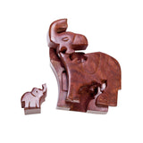 Mom and Baby Elephant Puzzle Box - Hand Carved Wood, Fair Trade