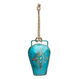 Henna Treasure Teal Bell Wind Chime - Hand Painted Patio Decor