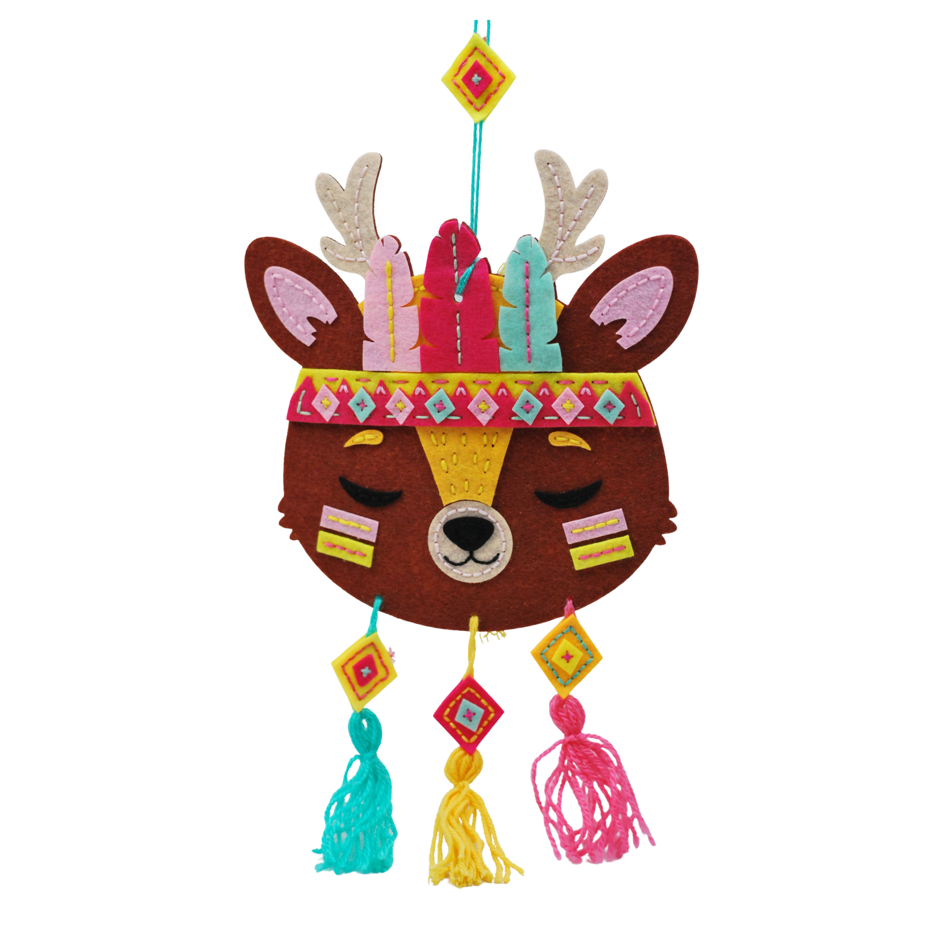 APLI Krapli - APLI Krapli Felt Wall Flag Sewing Kit Deer Precut Felt Thread & Safe Needle Ages 6+