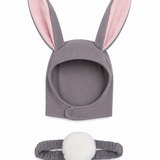 Gray Bunny Bonnet and Bunny Tail Set