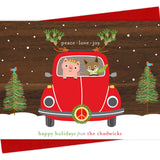 Peace Love Bug Custom Holiday Card - Wood or Paper