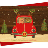 Peace Love Bug Custom Holiday Card - Wood or Paper