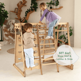 6 in 1 Indoor Jungle Gym for Toddler: Swings Set, Slide Board, Rope, Stairs