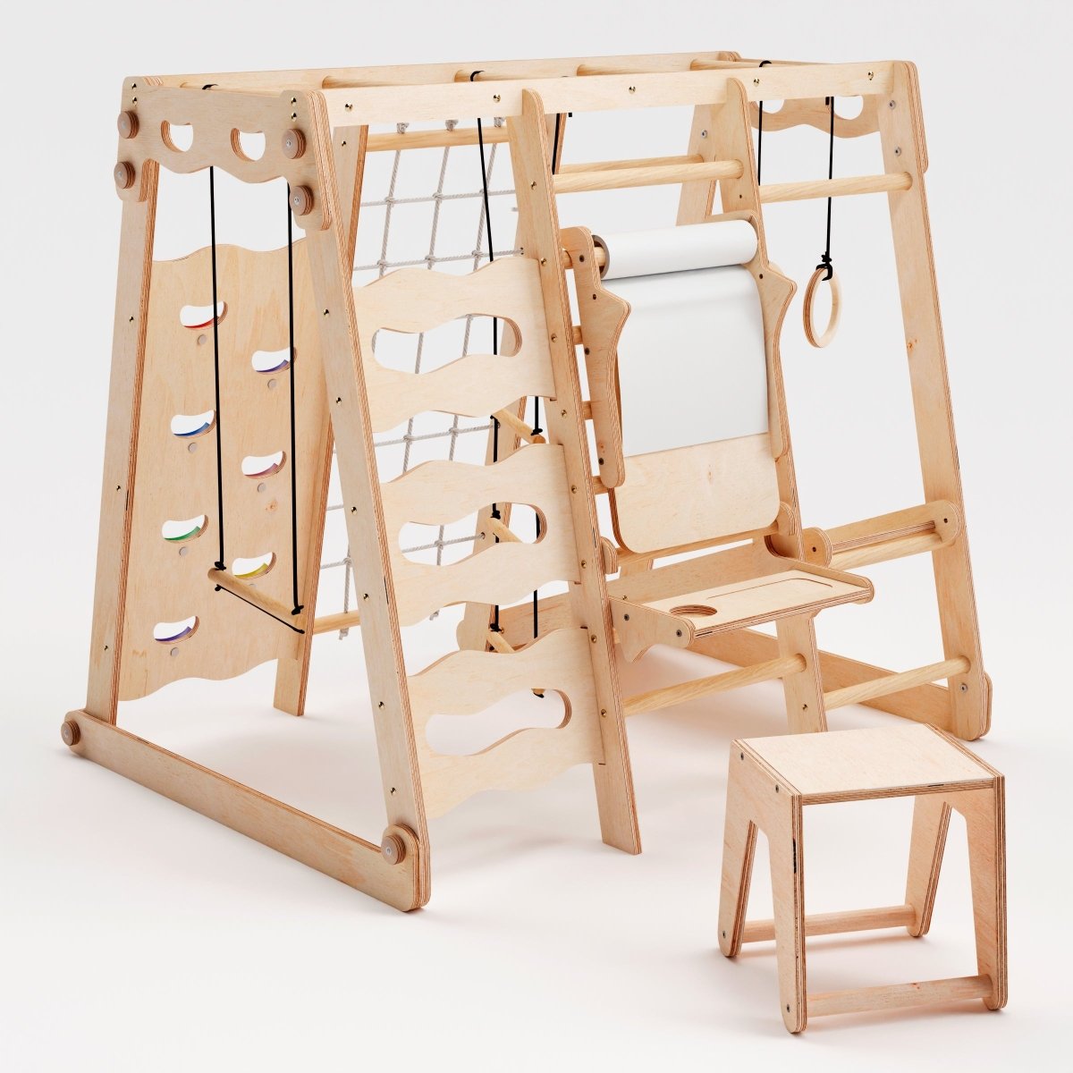 6 in 1 Indoor Jungle Gym for Toddler: Swings Set, Slide Board, Rope, Stairs