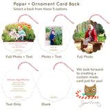 White Banner Custom Holiday Ornament Card - Wood or Paper