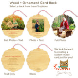 White Banner Custom Holiday Ornament Card - Wood or Paper