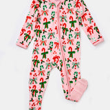Soft & Stretchy Zipper Footie - Candy Canes