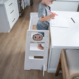 Date CocoMelon 3-in-1 Kitchen Tower for Kids – Step Stool & Chalkboard Learning Helper