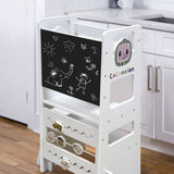 Date CocoMelon 3-in-1 Kitchen Tower for Kids – Step Stool & Chalkboard Learning Helper