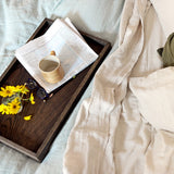 Modern Wooden Tray with Brass Details