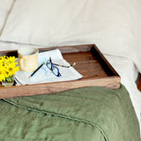 Modern Wooden Tray with Brass Details