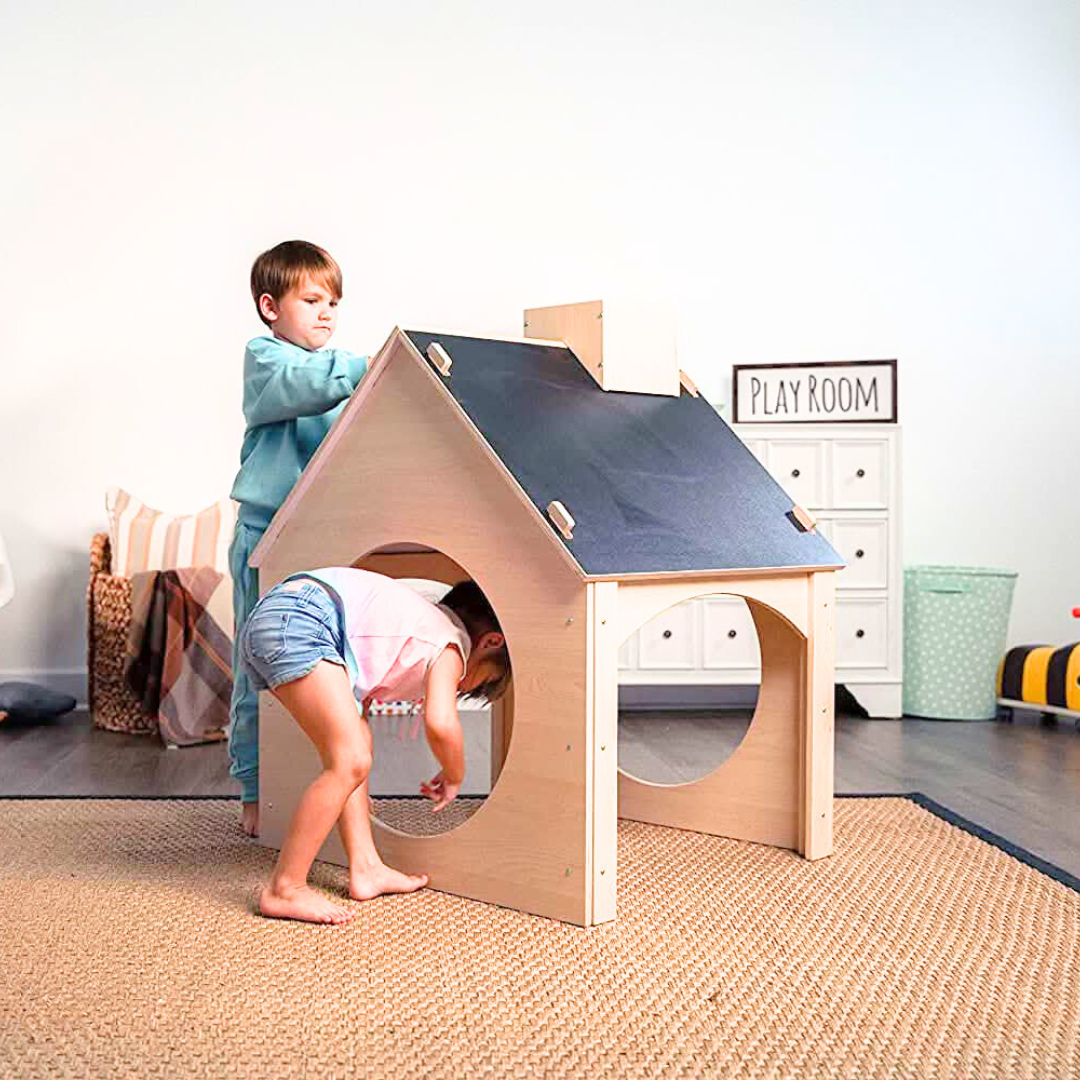 Wooden montessori play house for children