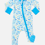 Soft & Stretchy Zipper Footie - Hanukkah Menorahs