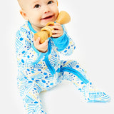 Soft & Stretchy Zipper Footie - Hanukkah Menorahs