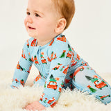 Soft & Stretchy Zipper Footie - Christmas Town
