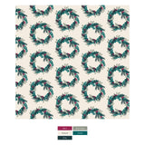 Print Long Sleeve Pajama Set in Natural Holiday Wreath