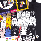 ROSATalent: Eco-Friendly Cotton Ecobag Coloring Kit – Cats (220 GSM, 38x42 cm)