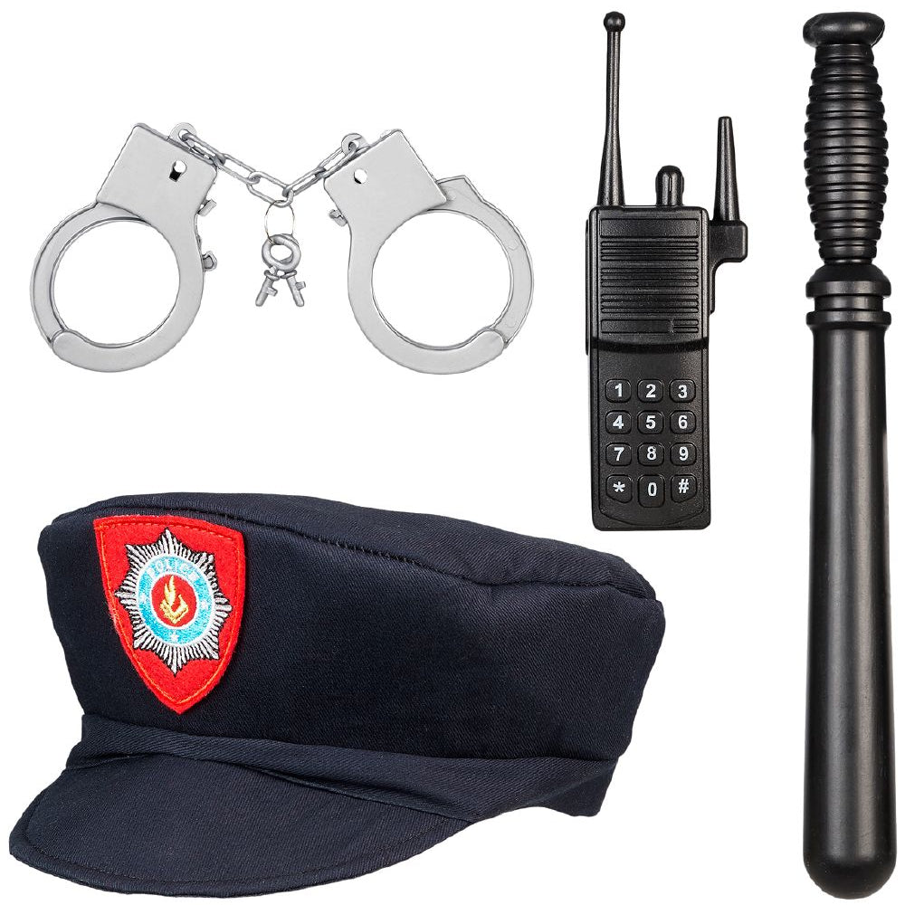 Policeman Costume Set for Children – Includes Accessories for Role-Play & Entertainment - sz 4-7 yrs