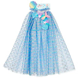 Marlya Mermaid Costume Cape Set w/ headband & wand-Role-Play for Children(2 sizes)