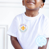 Throw Me Something Mister Toddler, Youth or Adult Tee Design on Back