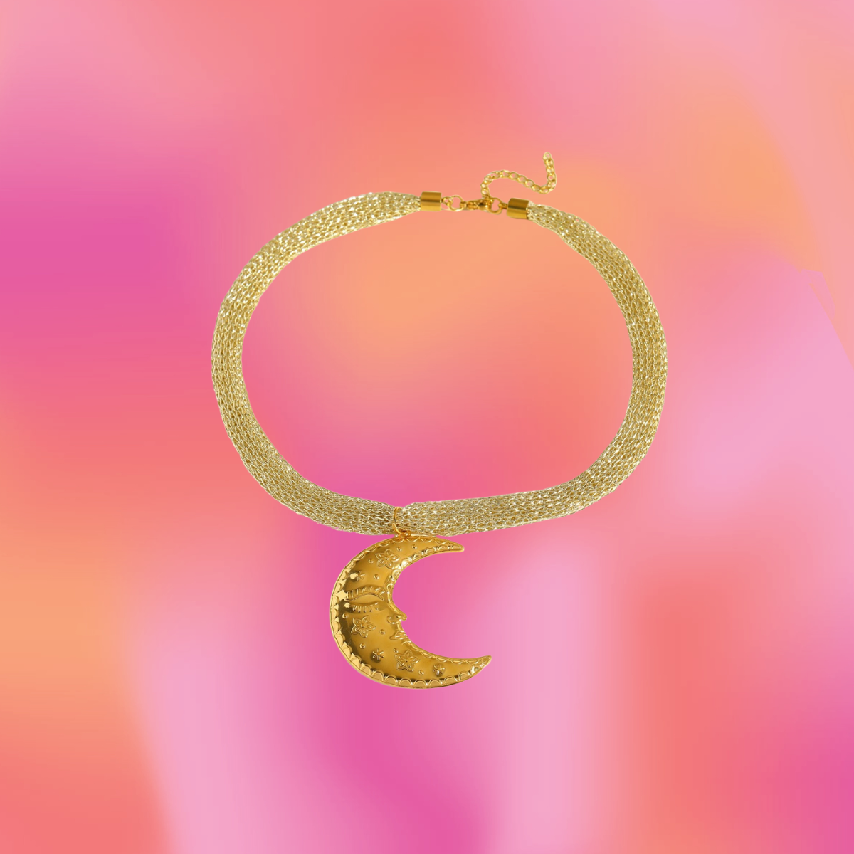 Fabric Necklace-Titanium Charm