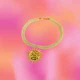 Fabric Necklace-Titanium Charm