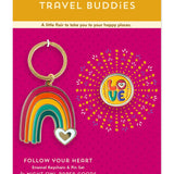 Follow Your Heart Travel Buddies Keychain + Pin Gift Set