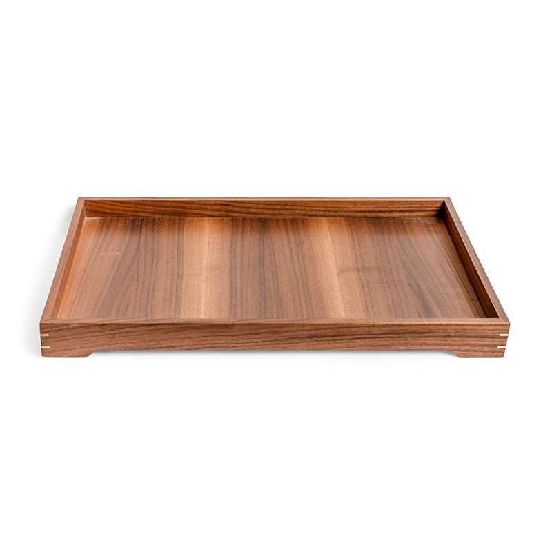 Modern Wooden Tray with Brass Details