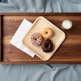 Modern Wooden Tray with Brass Details
