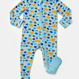 Soft & Stretchy Zipper Footie - Hanukkah Dreidels