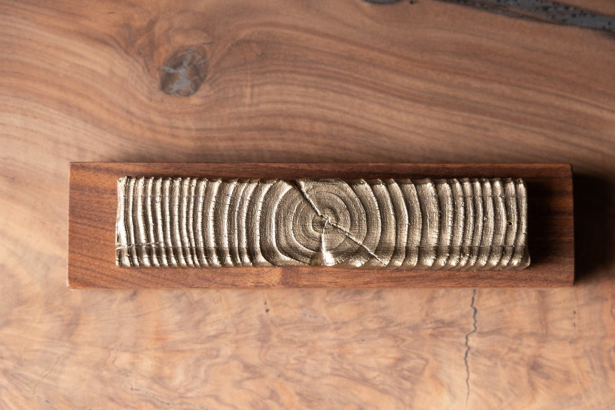 Wooden Incense Holder with Bronze Casting