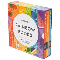Colorful packaging of 'Rainbow Books' by Chunky Deli on a white background
