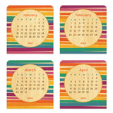 2026 Rainbow Stripes Mini Wood Desk Calendar