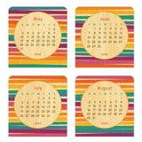 2026 Rainbow Stripes Mini Wood Desk Calendar