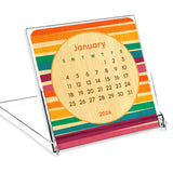 2026 Rainbow Stripes Mini Wood Desk Calendar