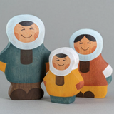 Wooden Arctic Inuit Family Set of 3