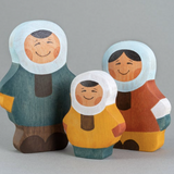 Wooden Arctic Inuit Family Set of 3